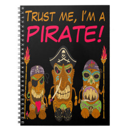 Caderno Espiral Confie em mim, sou um pirata, Tiki Pirates, Engraç