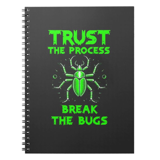 Caderno Espiral Confie no Processo Quebre os Bugs (Frente)