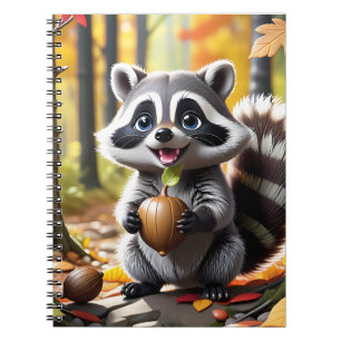 Caderno Espiral Configuração de outono do estilo Cute Kawaii Racco