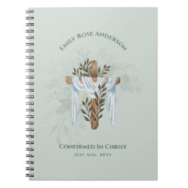Caderno Espiral Confirmação feminina Presente Cruz Floral Personal