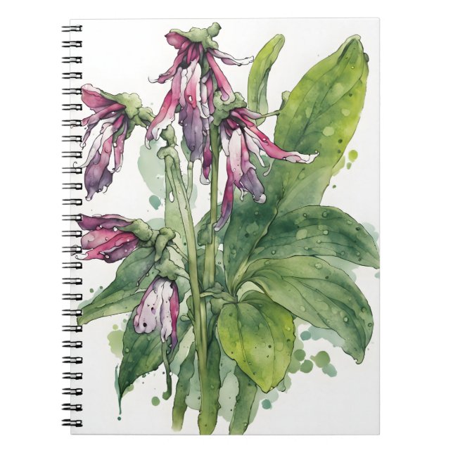 Caderno Espiral Confrei - Flores em aquarela (Frente)