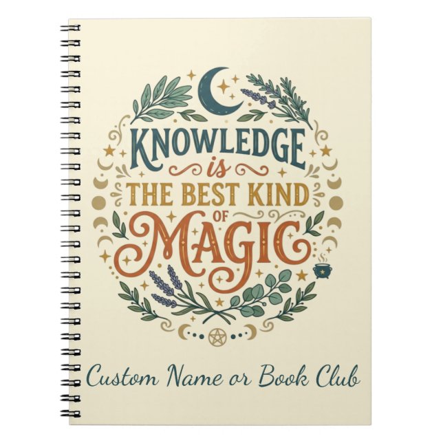 Caderno Espiral Conhecimento é Magia Livro de Bruxaria Academia da (Frente)