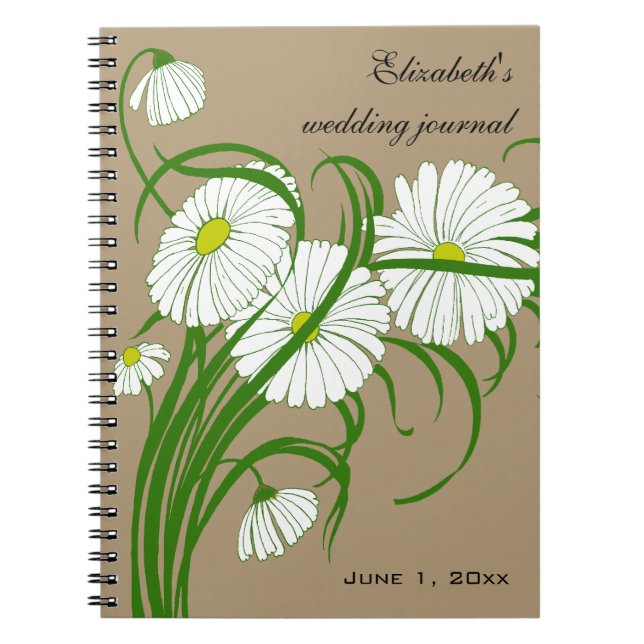 Caderno Espiral Conjunto de casamento de flores de margarida Gerbe (Frente)