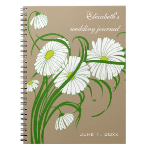 Caderno Espiral Conjunto de casamento de flores de margarida Gerbe