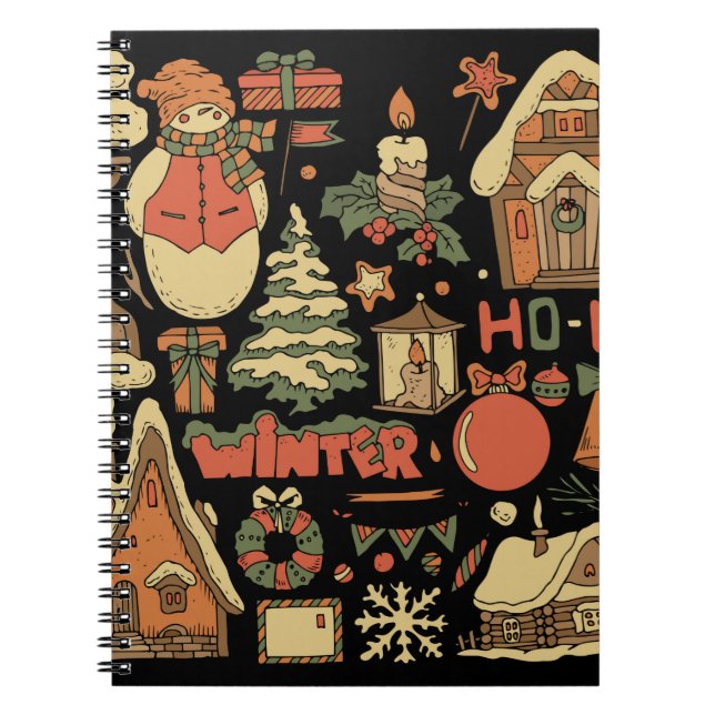 Caderno Espiral conjunto de colheita de natal 1 (Frente)