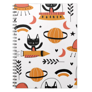 Caderno Espiral Conjunto de ilustrações bonitinhas de gatos vint