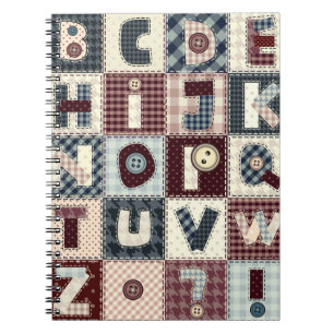 Caderno Espiral Conjunto de letras alfabéticas no estilo de patch