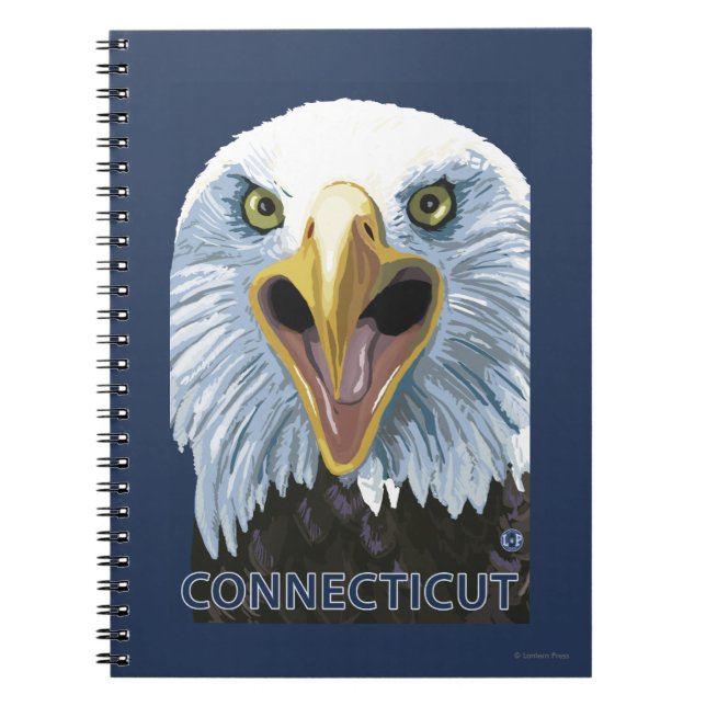 Caderno Espiral ConnecticutEagle para Cima Fechar (Frente)