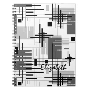 Caderno Espiral Cons revestidos de formas geométricas abstrato mod