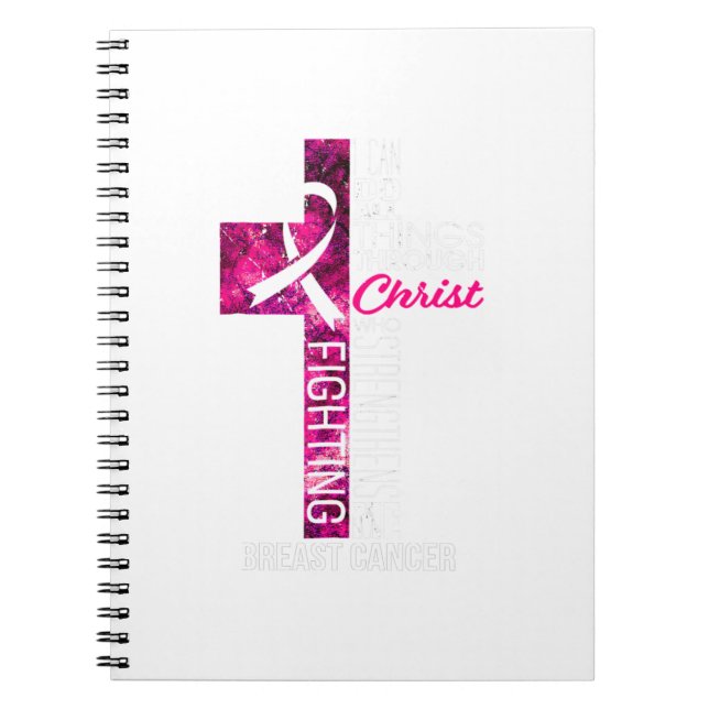 Caderno Espiral Consciência do Cancer rosa Cruz Cristã (Frente)
