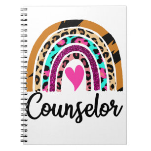 Caderno Espiral Conselheiro da Escola Rainbow Leopard Funny