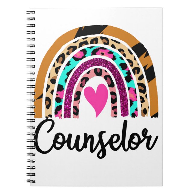 Caderno Espiral Conselheiro da Escola Rainbow Leopard Funny (Frente)