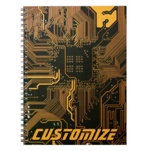Caderno Espiral Conselho de circuito de computador laranja Legal p