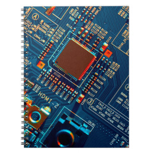 Caderno Espiral Conselho de circuito eletrônico fechado.