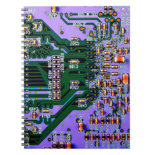 Caderno Espiral Conselho de circuito eletrônico fechar fundo, jato
