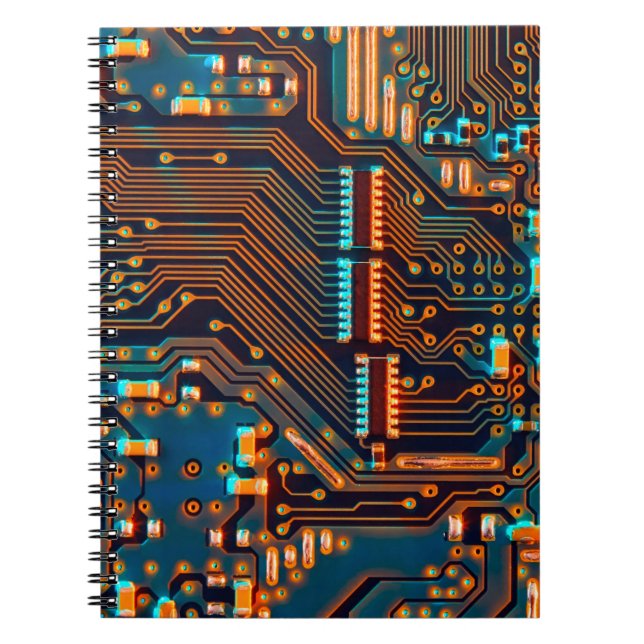 Caderno Espiral Conselho de circuito eletrônico fechar fundo, jato (Frente)