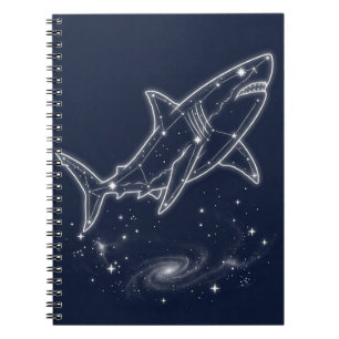 Caderno Espiral Constelação de tubarão da galáxia Noite estrelada