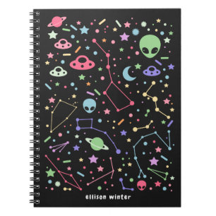 Caderno Espiral Constelações de Grunge Espacial