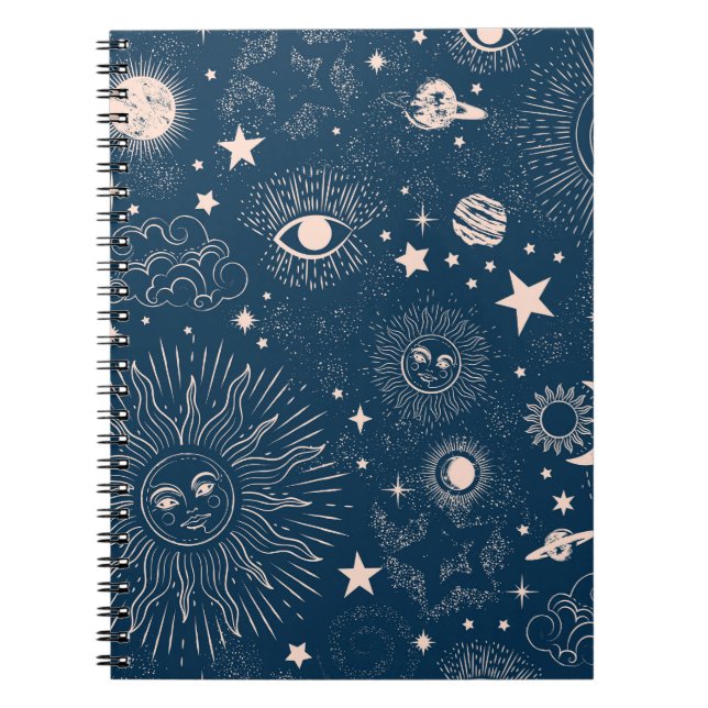 Caderno Espiral Constelações Galácticas: Design de Padrão Espacial (Frente)