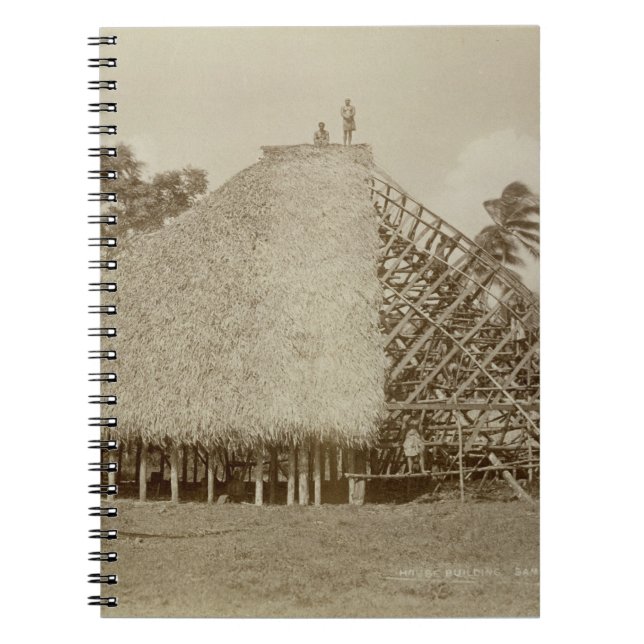 Caderno Espiral Construção de casa em Samoa, c.1875 (foto do (Frente)