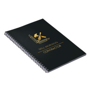 Caderno Espiral Construção Moderna de Edifícios Dourado e Preto