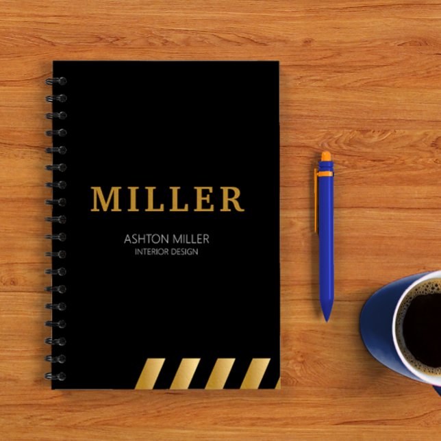 Caderno Espiral Construtor Civil Preto e Dourado Metálico (Building Contractor Black And Metallic Gold Notebook)