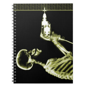 Caderno Espiral Construtor de esqueleto de raios X amarelo