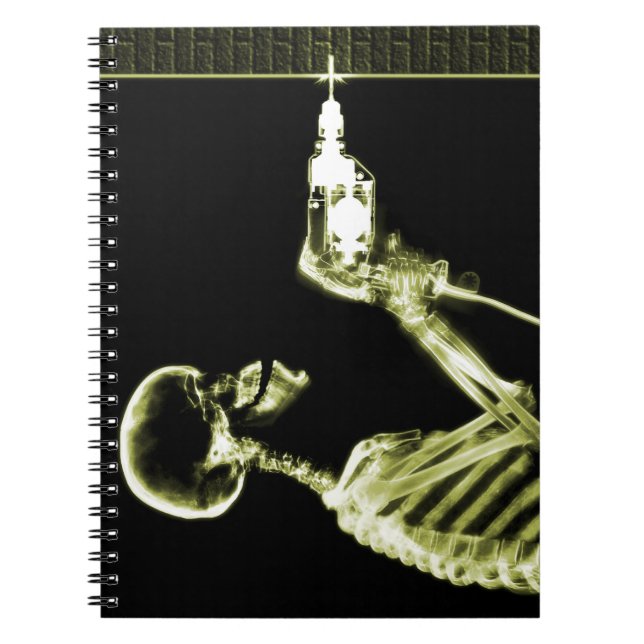 Caderno Espiral Construtor de esqueleto de raios X amarelo (Frente)