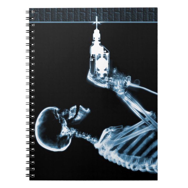 Caderno Espiral Construtor de esqueleto de raios X azuis (Frente)