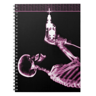 Caderno Espiral Construtor de esqueleto de raios X rosa