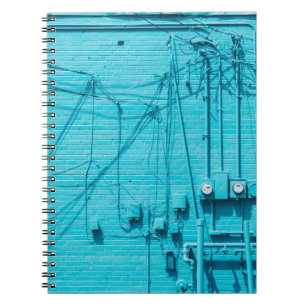 CADERNO ESPIRAL CONTADOR ELÉTRICO NA PAREDE BRICK AZUL