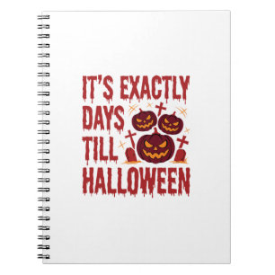 Caderno Espiral Contagem Regressiva de Halloween Abóboras Cemitéri