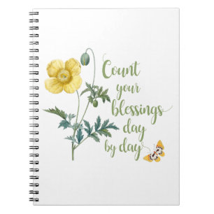 Caderno Espiral Conte suas bênçãos - vintage Papoila Amarela