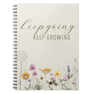 Caderno Espiral Continua Crescendo Cotação De Flor Selvagem