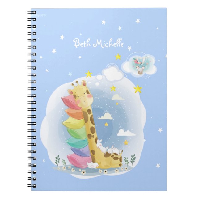 Caderno Espiral Continua sonhando girafa com coelhos (Frente)