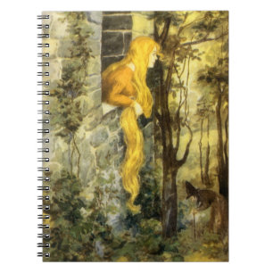 Caderno Espiral Conto de Fadas Vintage, Rapunzel com Cabelo Loiro