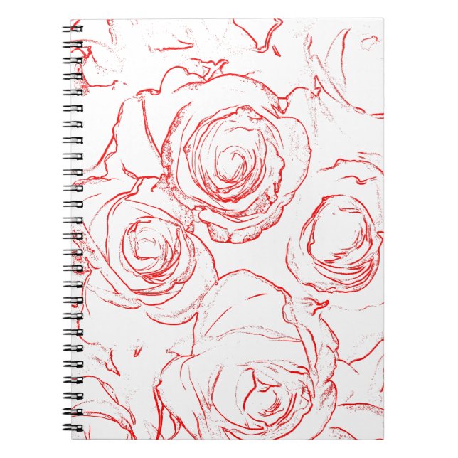 Caderno Espiral Contornos do Rosa vermelha (Frente)