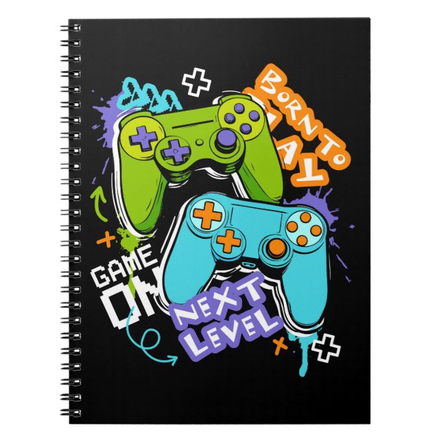Caderno Espiral Controladores de jogo Graffiti  Jogos Nascido Para (Frente)