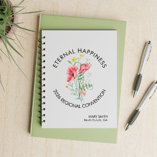 Caderno Espiral Convenção de 2026 sobre Felicidade Eterna com Flor