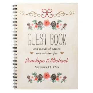 Caderno Espiral Convidado Boook do casamento do Natal do cone do