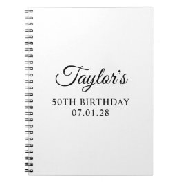 Caderno Espiral Convidado de Aniversário de 50 anos Elegant Script