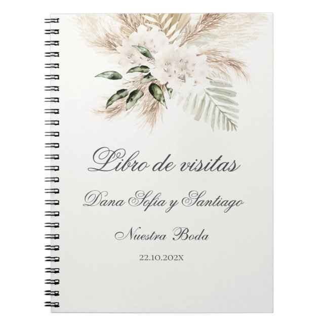 Caderno Espiral Convidado de Casamento Boho Espanhol (Frente)