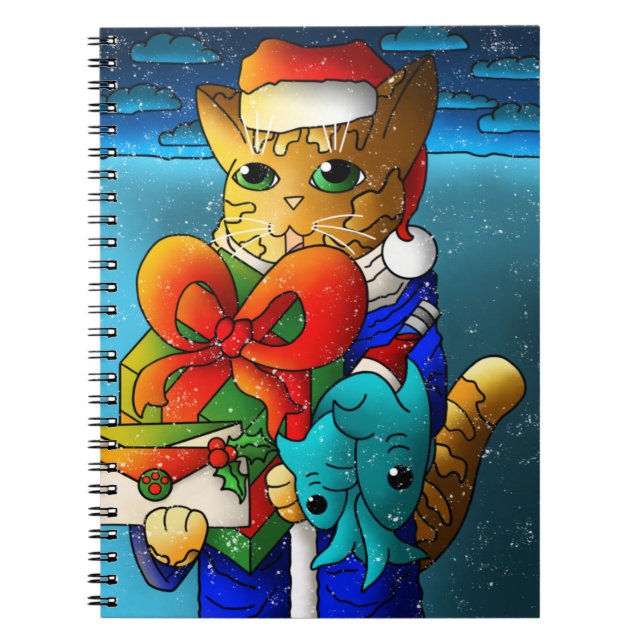 Caderno Espiral Convidado de Gato de Natal (Frente)