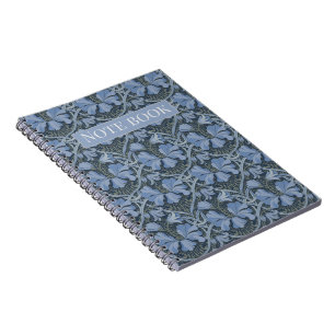 Caderno Espiral Convite com padrão floral em aquarela azul elegant