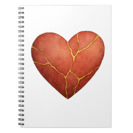 Caderno Espiral convite de coração Kintsugi