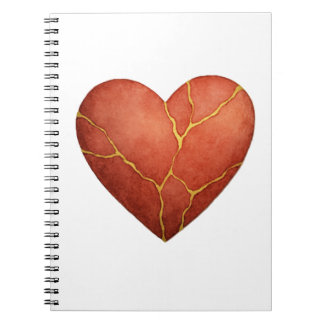 Caderno Espiral convite de coração Kintsugi