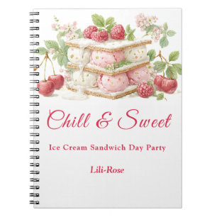 Caderno Espiral Convite para Aquarela de Dia Sanduíche do sorvete