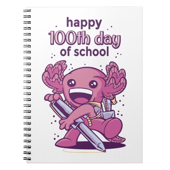 Caderno Espiral convite para o 100º dia de escola (Frente)
