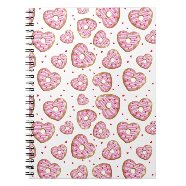 Caderno Espiral Cookies de Coração Rosa Bonitos (Frente)