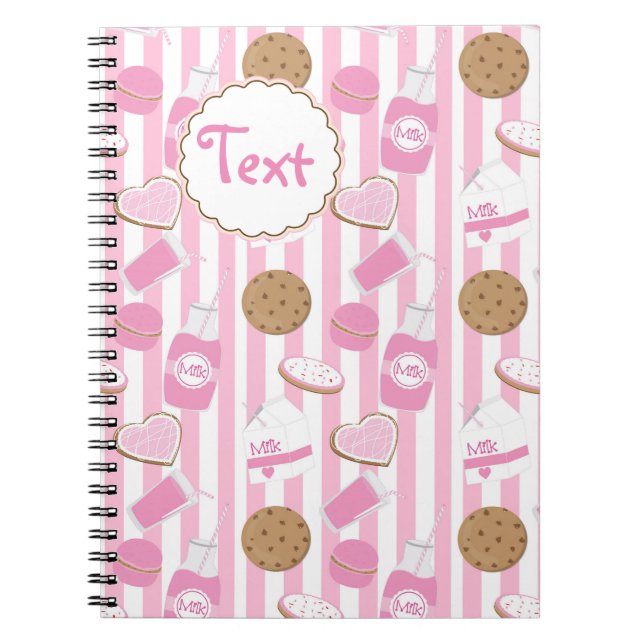 Caderno Espiral Cookies & milk Girls Pink Bakery Diário de noteboo (Frente)